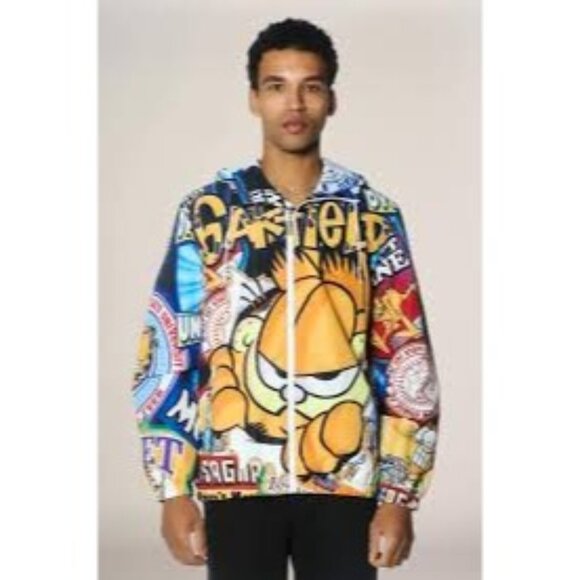 Garfield X Members Only Jacket Mesh Lining & Zip Closure Large Unisex 9042 - Picture 1 of 11